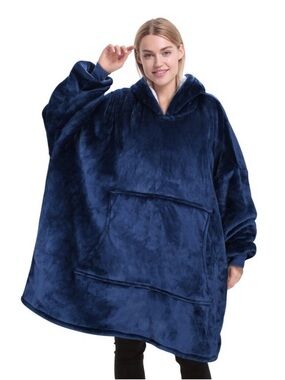 Unisex Grey Oversized Blanket Hoodie Catalonia Fleece Pullover Black